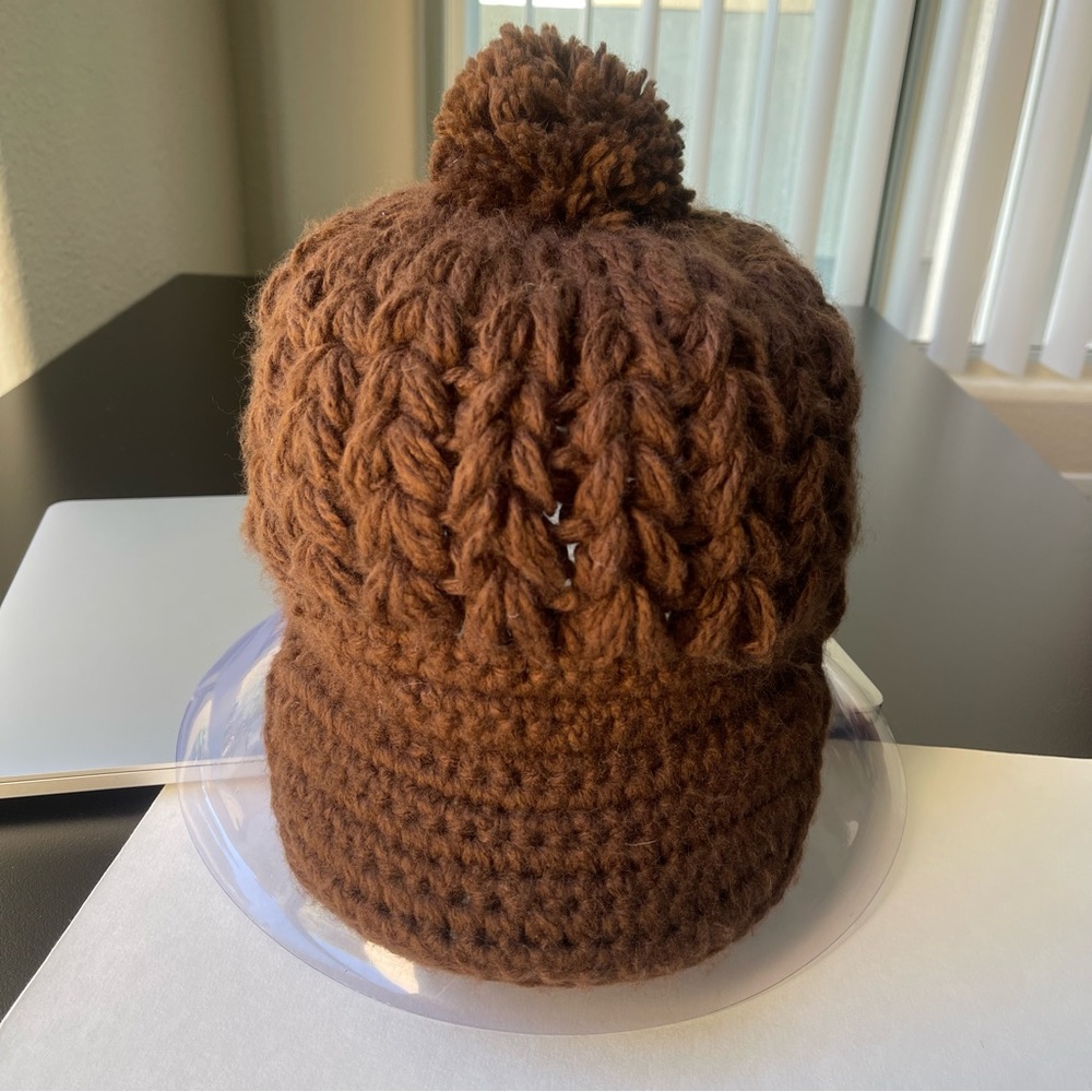 Brown Winter Knit Hat Size M